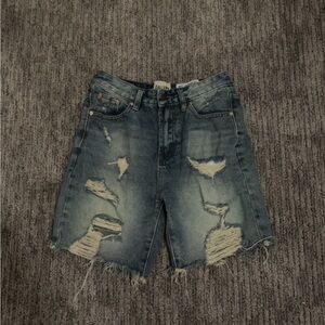 Gallery Distressed Denim Shorts